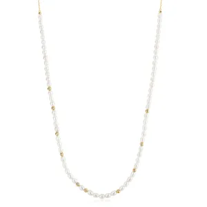 Ania Haie Gold Freshwater Pearl White Cubic Zirconia Bezel Set Slider Necklace N058-06G