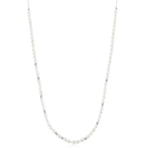 Ania Haie Silver Freshwater Pearl White Cubic Zirconia Bezel Set Slider Necklace N058-06H