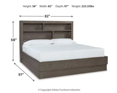 Anibecca California King Bookcase Bed with Mirrored Dresser, Chest and 2 Nightstands