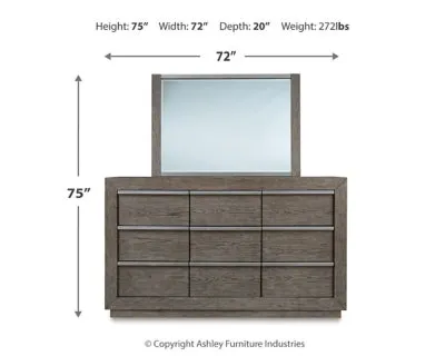 Anibecca California King Bookcase Bed with Mirrored Dresser, Chest and Nightstand