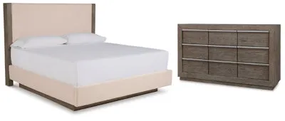 Anibecca King Upholstered Bed with Dresser