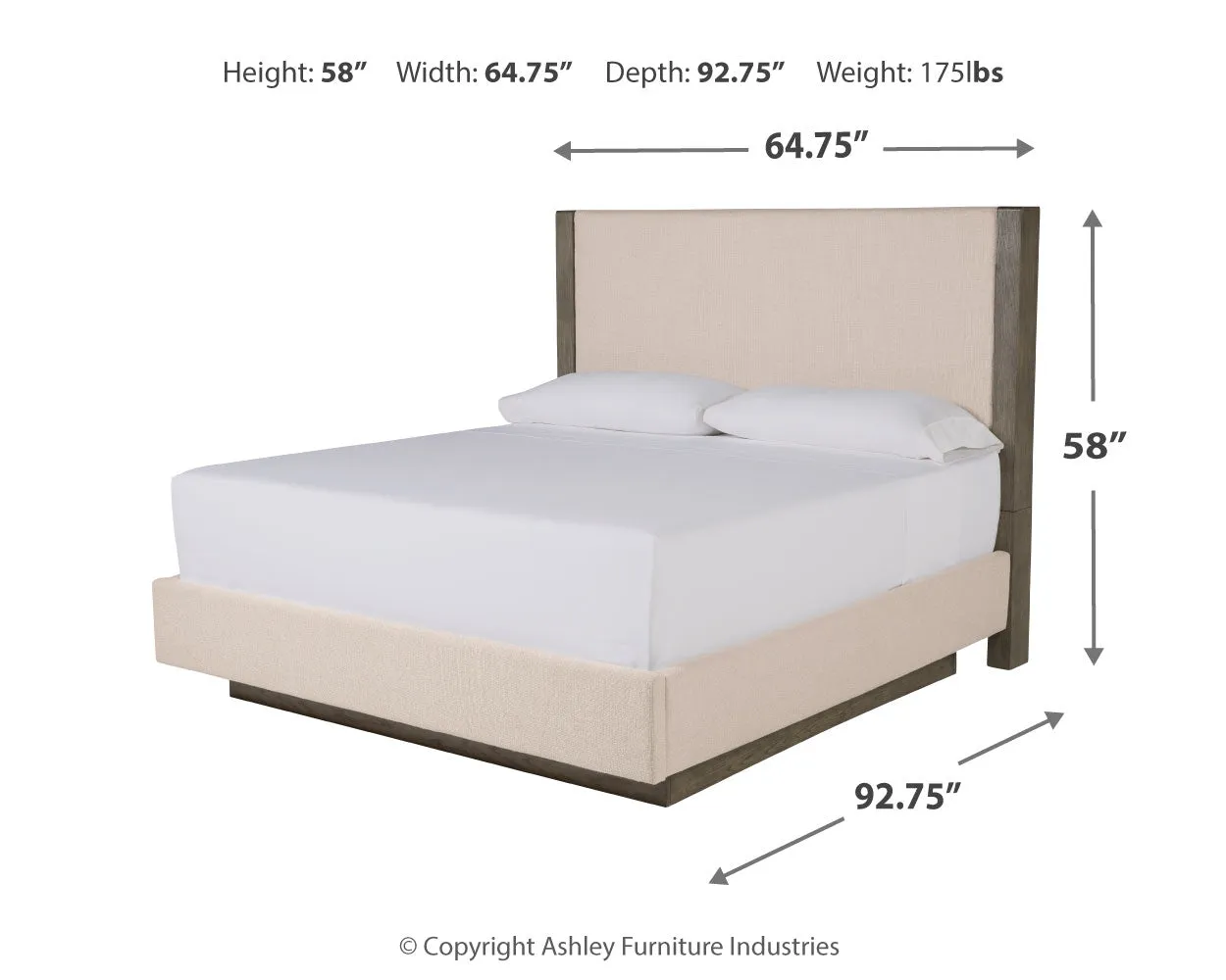 Anibecca Queen Upholstered Panel Bed with Mirrored Dresser, Chest and Nightstand