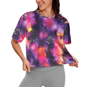 Animal Ancestors 9 Cosmic Swirl Purple and Red Women's Cropped T-shirt