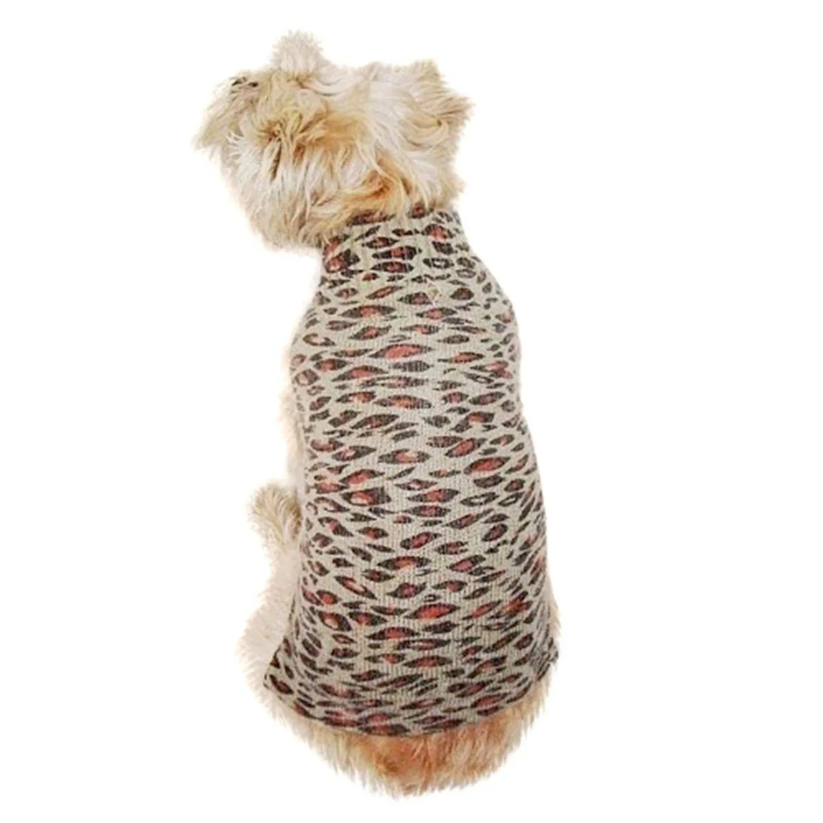 Animal Instincts Mock Neck Dog Sweater Brown Leopard