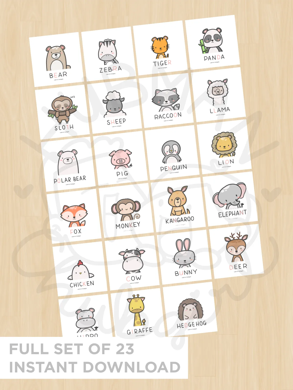 Animal Nursery Prints - Full Set of 23 Downloadable Set