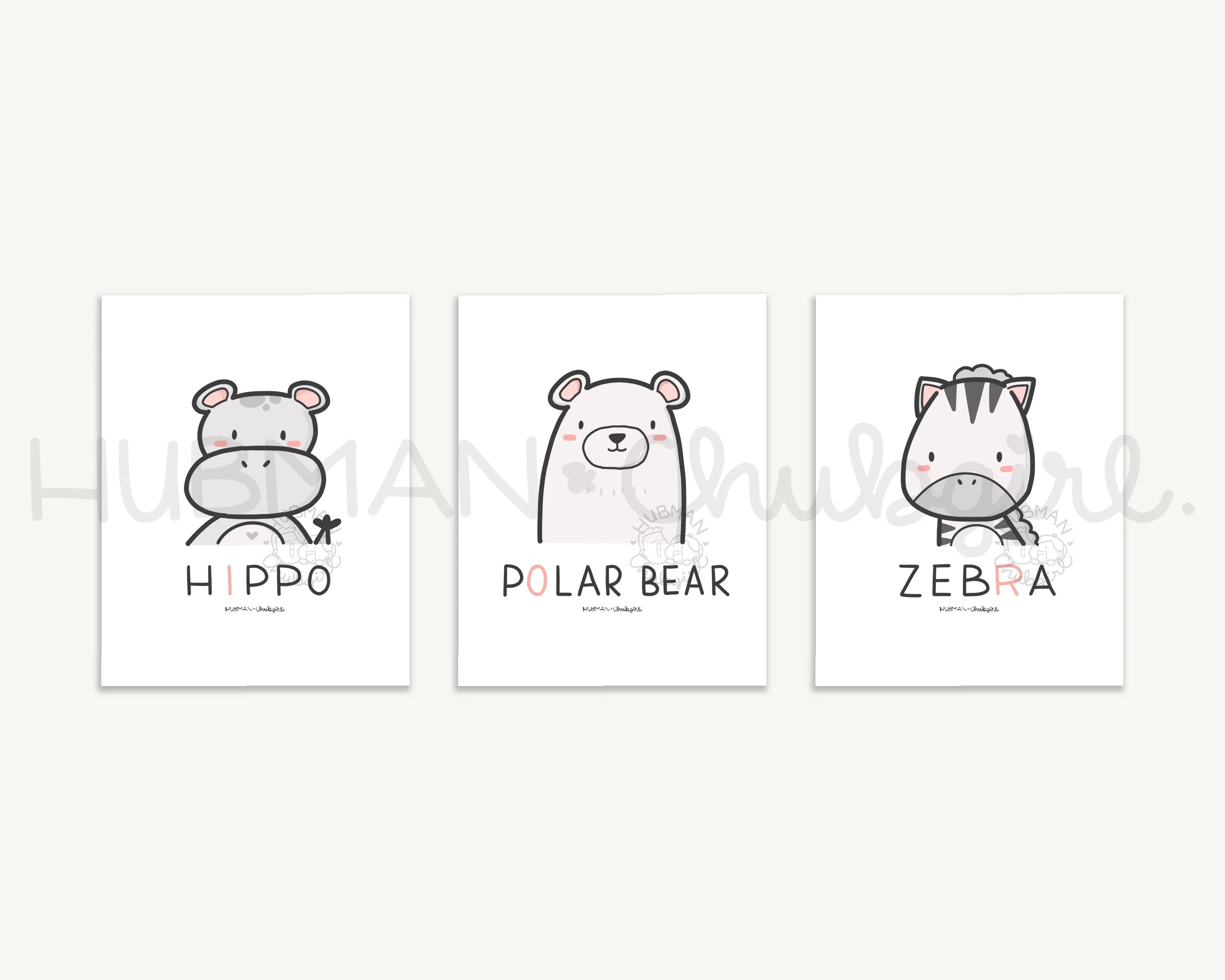 Animal Nursery Prints - Full Set of 23 Downloadable Set