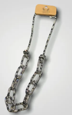 Animal Print Sparkly Diamante Chain Necklace