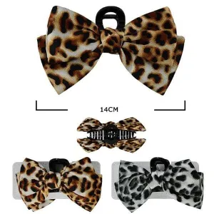 Animal Printed Bow Hair Jaw Clip 10886BG (12 units)