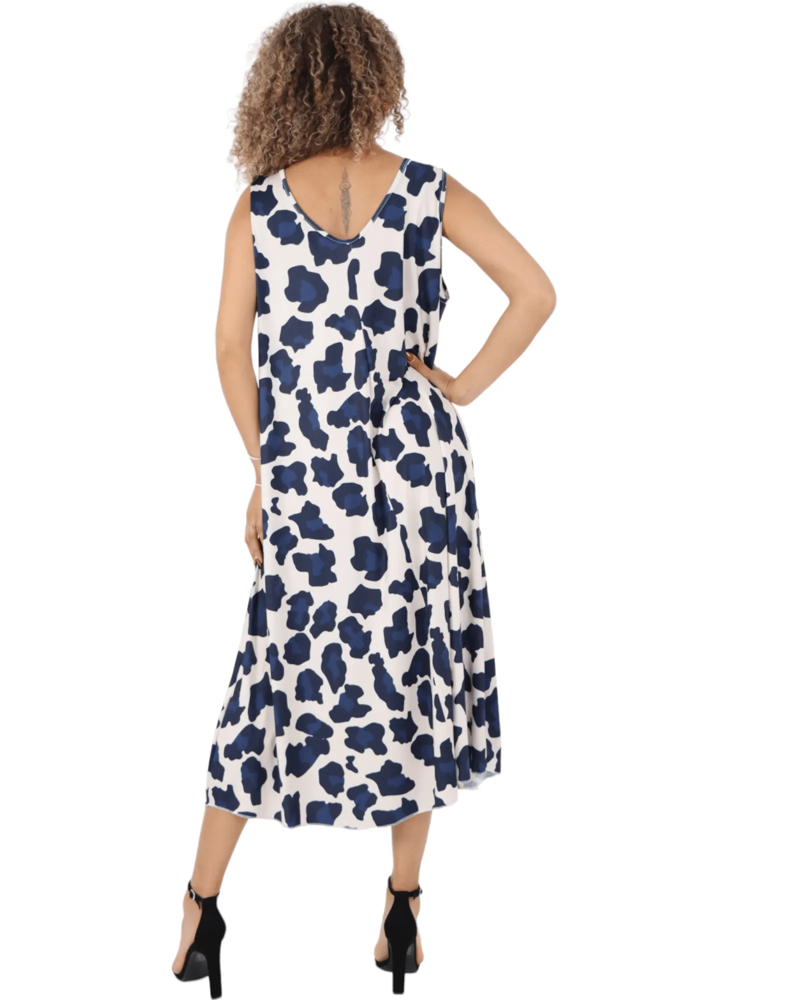 Animal Printed Sleeveless Vest Midi Dress