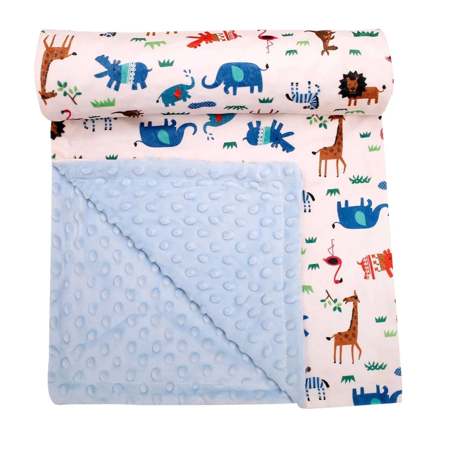 Animals And Grass Blue Blanket