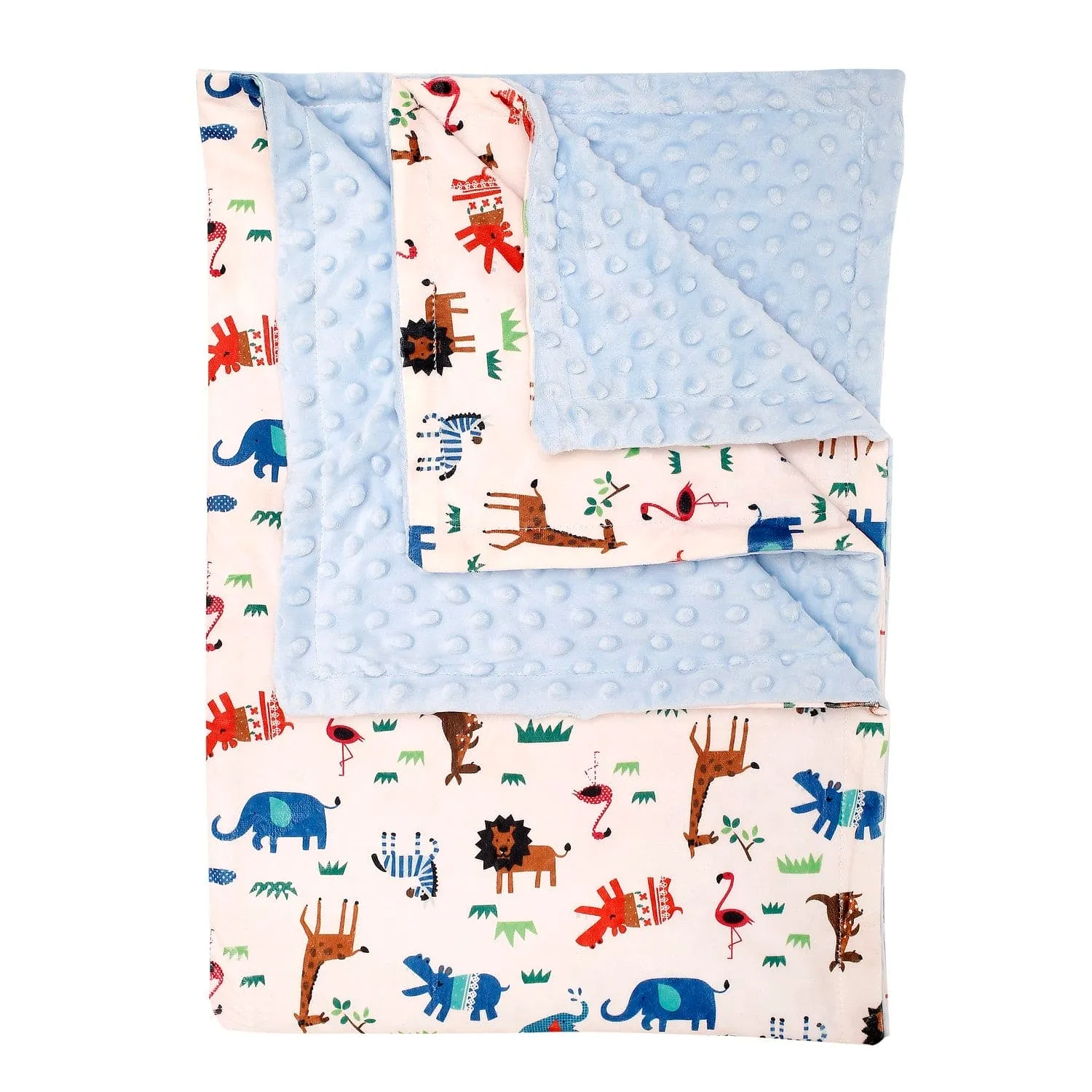 Animals And Grass Blue Blanket