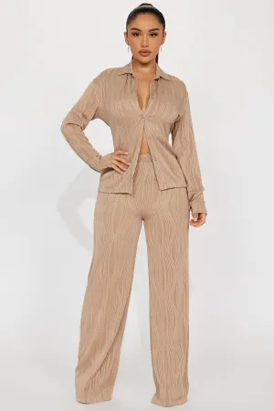 Anisa Textured Pant Set - Taupe