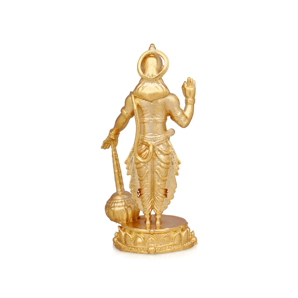 Anjaneya Statue - 3 x 1.5 Inches | Copper Idol/ Gold Polish Standing Hanuman Statue for Pooja/ 105 Gms Approx