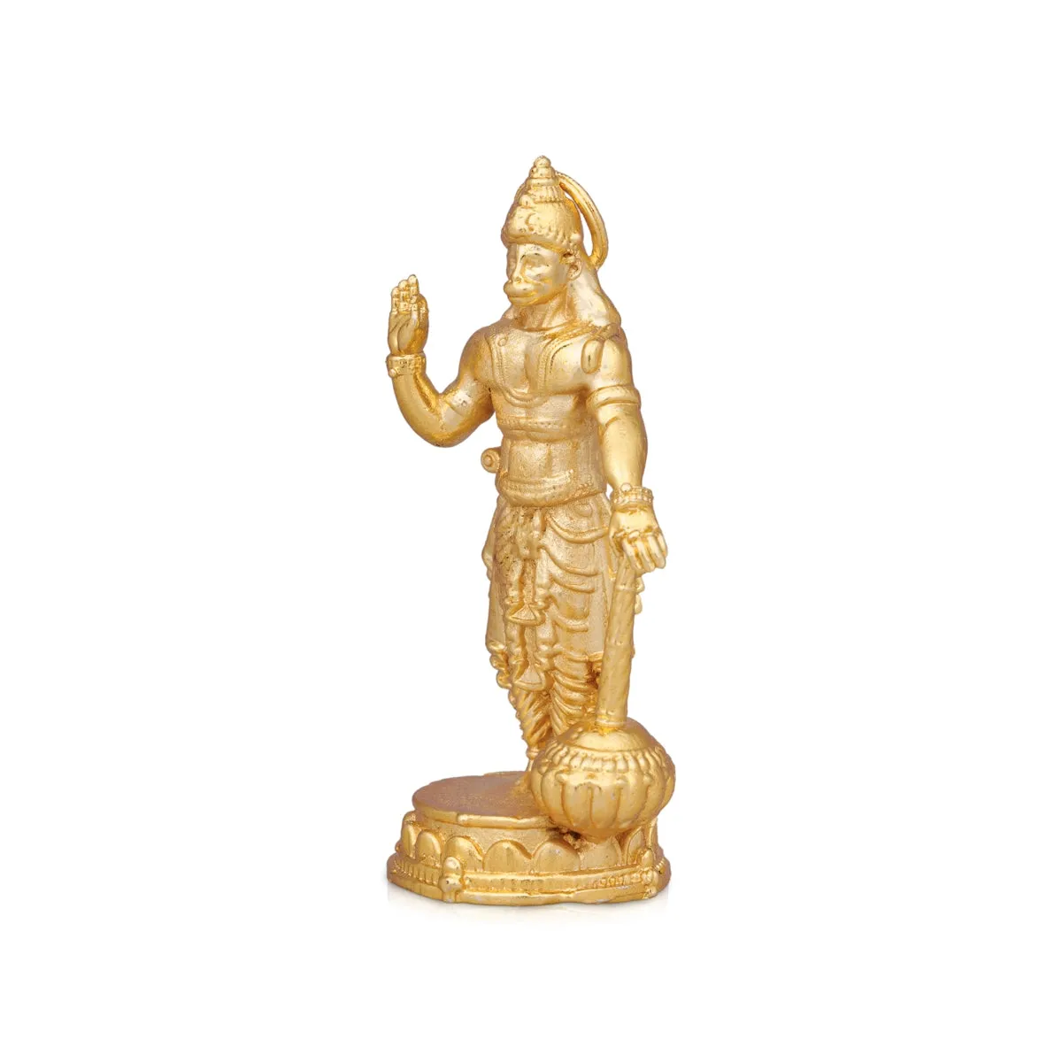 Anjaneya Statue - 3 x 1.5 Inches | Copper Idol/ Gold Polish Standing Hanuman Statue for Pooja/ 105 Gms Approx