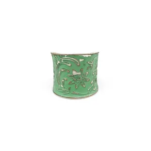 Anju Silver Patina Ring in Mint Flowers and Leaves