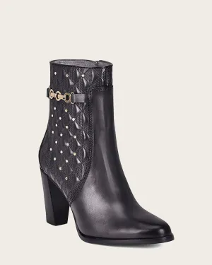 Ankle black bootie with crystals