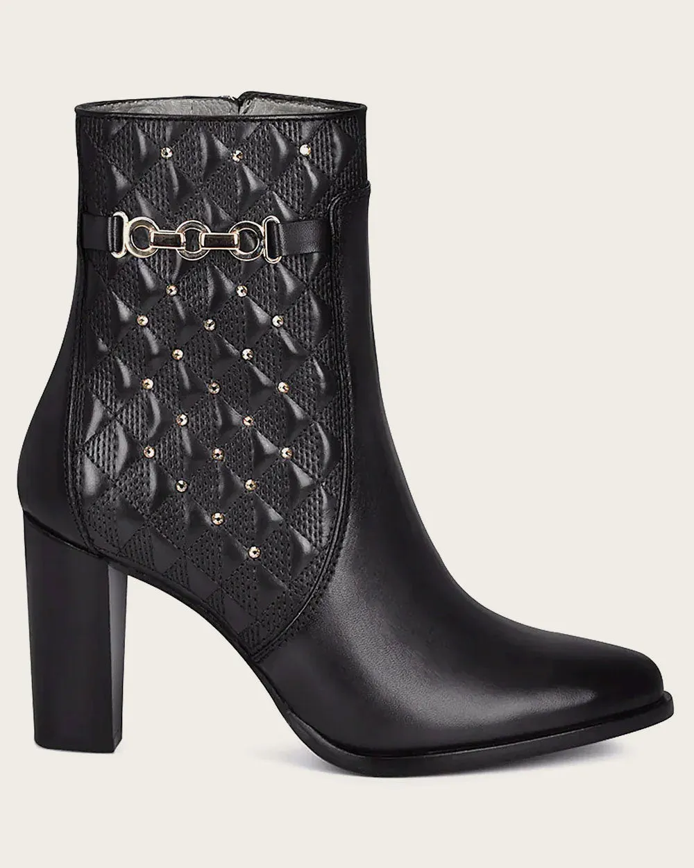 Ankle black bootie with crystals