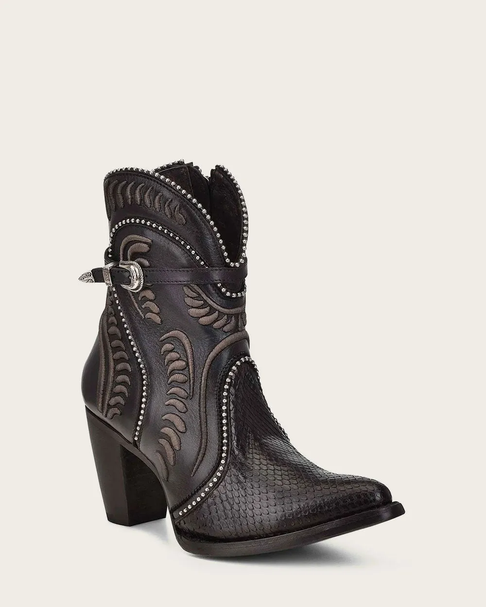 Ankle black python bootie