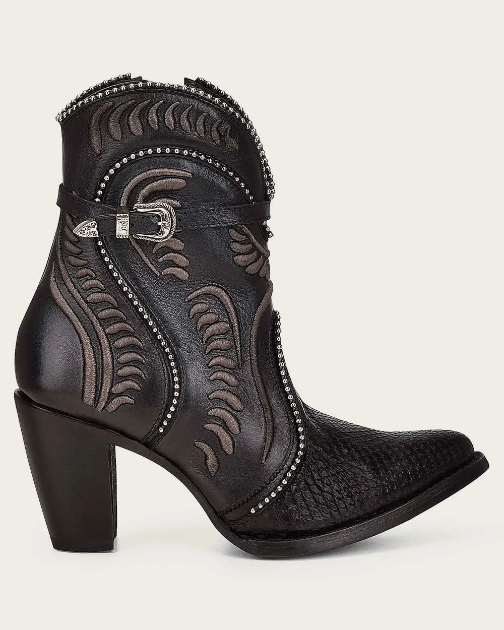 Ankle black python bootie