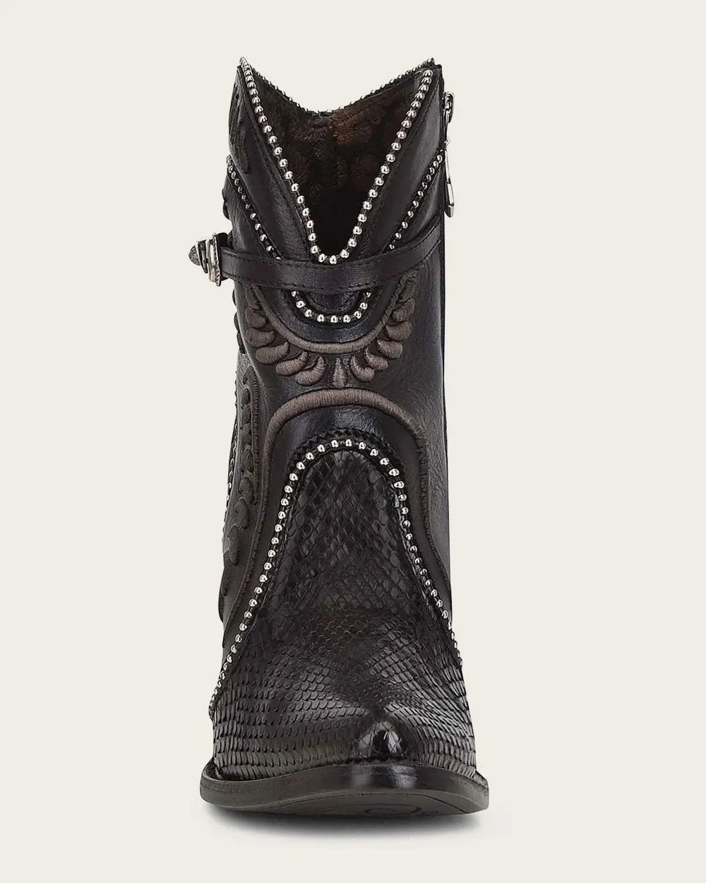 Ankle black python bootie