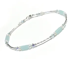 Anklet - Light Aqua - Sterling Silver