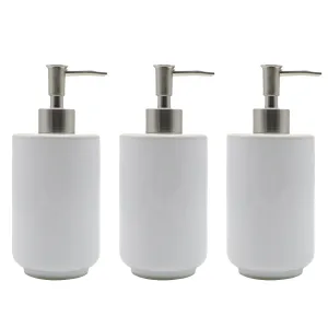 Anko 400 mL White Liquid Soap Dispenser for Bathroom | Set of 3 | Ceramic Handwash dispenser with Pump | Handwash Bottle | Soap Dispenser for Wash Basin | Kitchen Liquid Dispenser