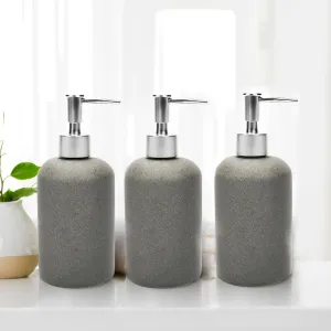 Anko Liquid Soap Dispenser - Pack of 3 | Polyresin Soap Dispenser| Bathroom Sanitizer, Lotion, Shampoo Dispenser | Handwash Bottle for Kitchen | Soap Dispenser for Wash Basin- Black 400 ml