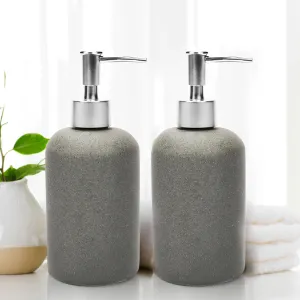 Anko Reactive White Soap Dispenser - Set of 2 | Elegant Ceramic Bath Accessory Set | Durable Plastic Sprayer | White, 19x8cm