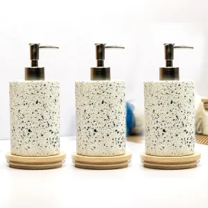 Anko Terrazzo Soap Dispenser - Stylish Bathroom Accessory with Terrazzo Design - Pack of 3 | 18cm Height, Pink Color