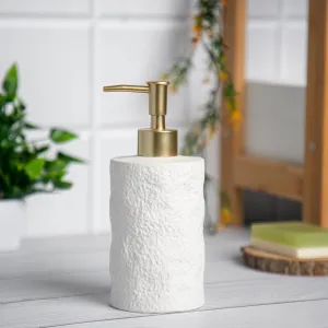 Anko Textured Soap Dispenser | Bathroom Sanitizer, Lotion, Shampoo Dispenser | Handwash Bottle for Kitchen | Soap Dispenser for Wash Basin | Bathroom Accessories | 18.4cm (H) x 7.8cm (Dia.)| White