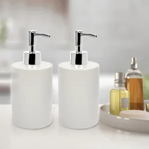 Anko Textured Soap Dispenser- Set of 2 | Bathroom Sanitizer, Lotion, Shampoo Dispenser | Handwash Bottle for Kitchen | Soap Dispenser for Wash Basin | Bathroom Accessories | 18.4cm (H) x 7.8cm| White