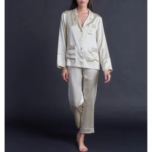 Annabel Pajama Top in Pearl Silk Charmeuse