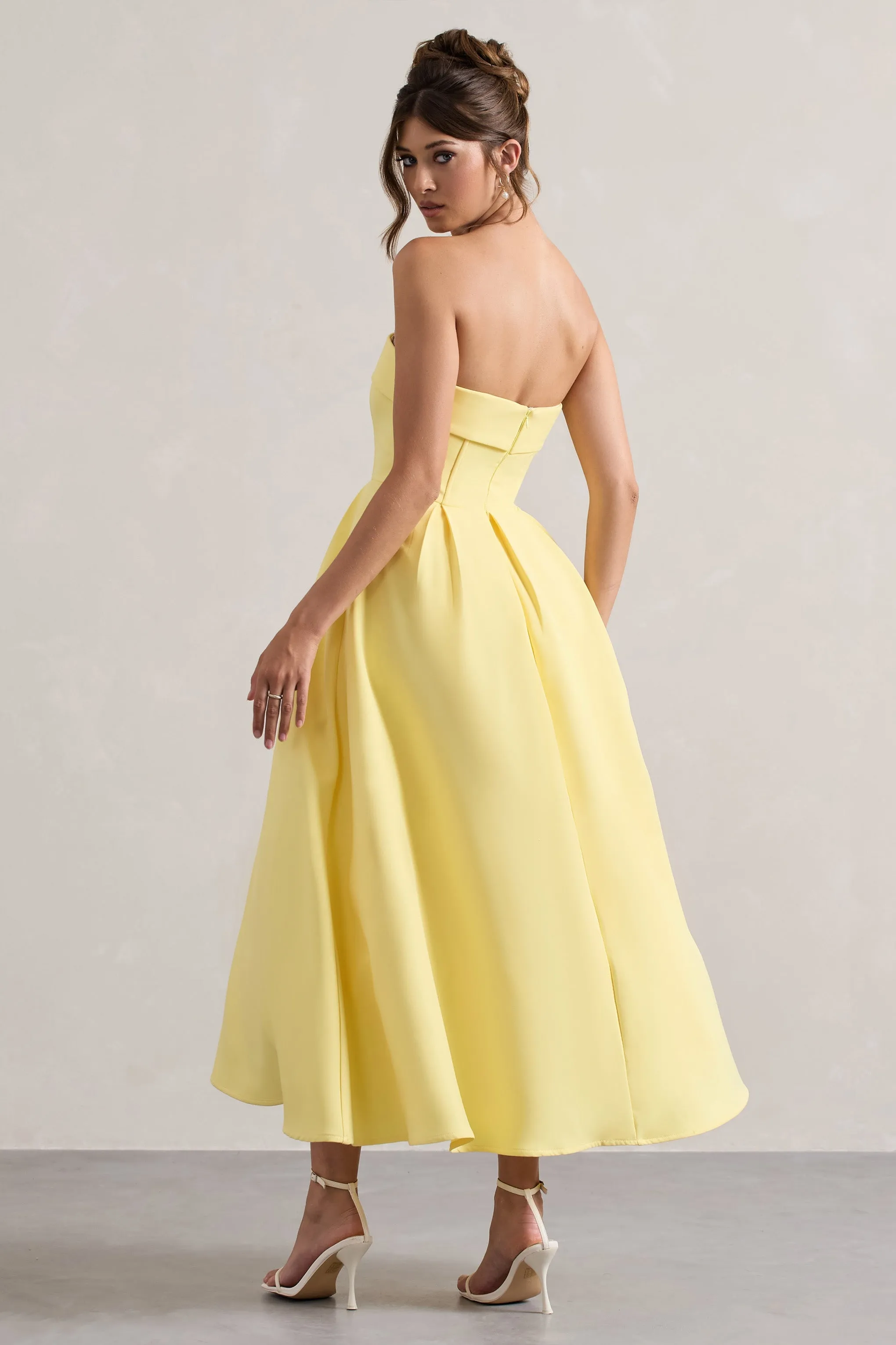 Annalise | Lemon Bandeau Skater Midi Dress