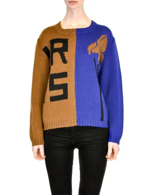 Anne Marie Beretta Vintage Blue & Brown Iris Sweater