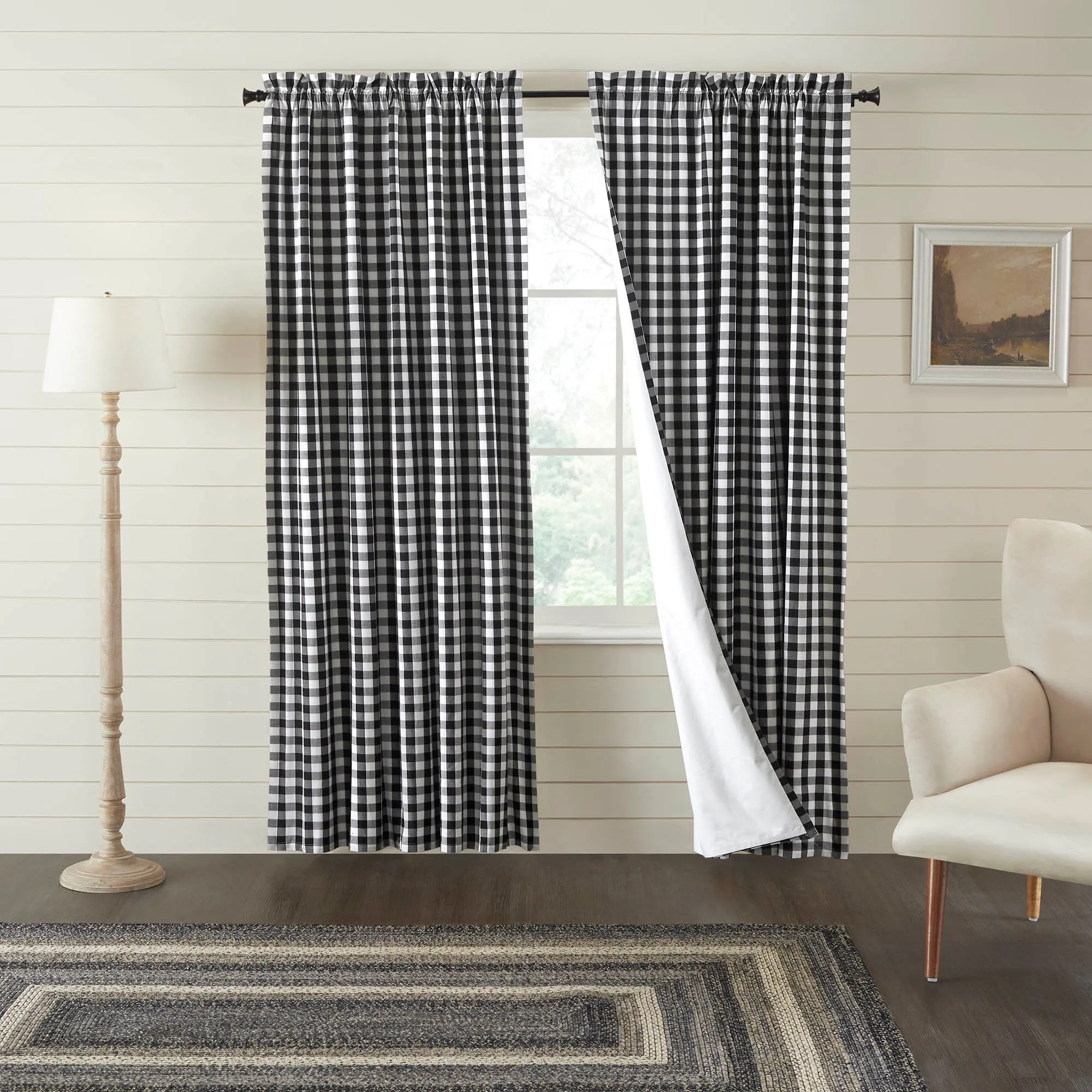 Annie Buffalo Black Check Blackout Panel 84x50, Single Panel