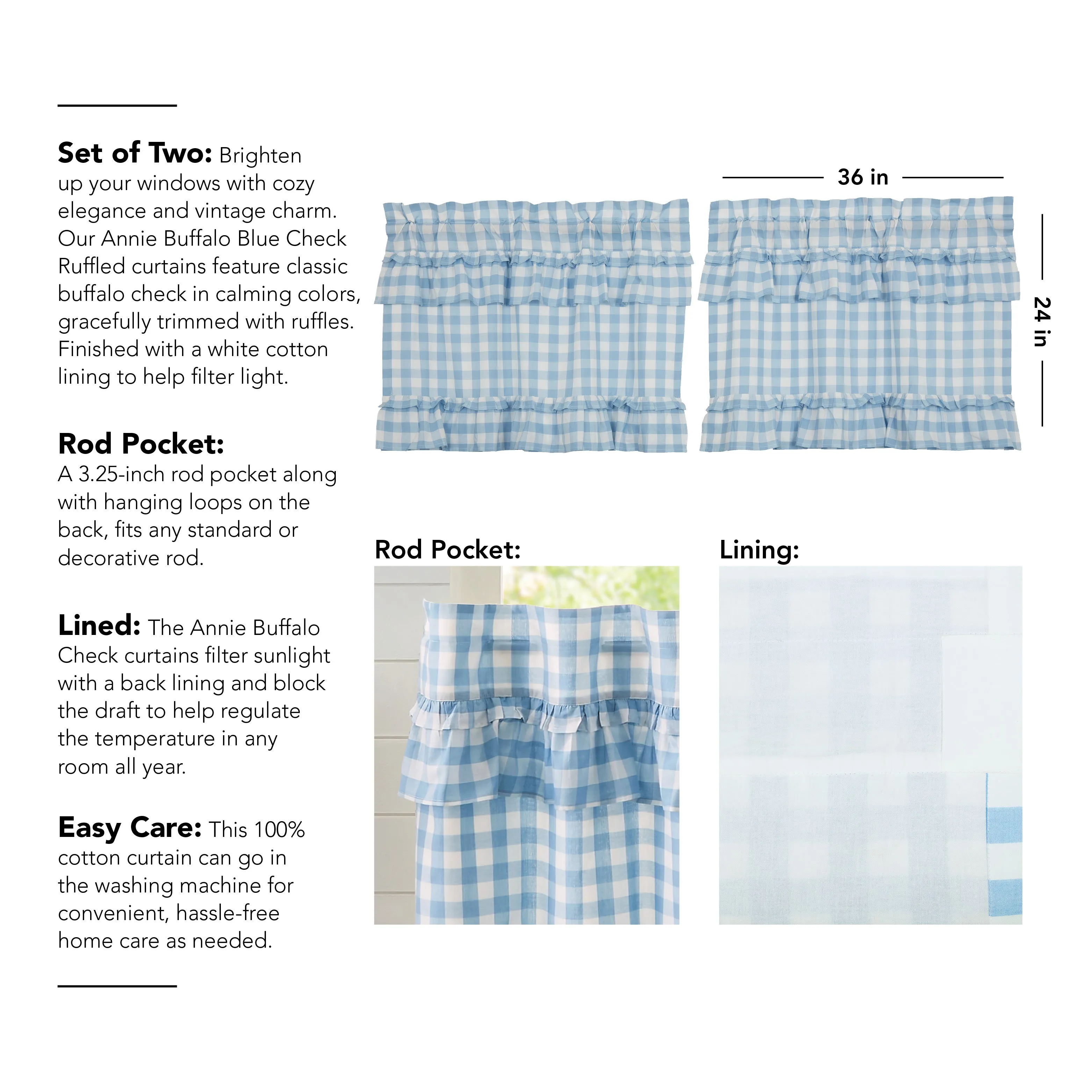 Annie Buffalo Blue Check Ruffled Tier Set of 2 L24xW36