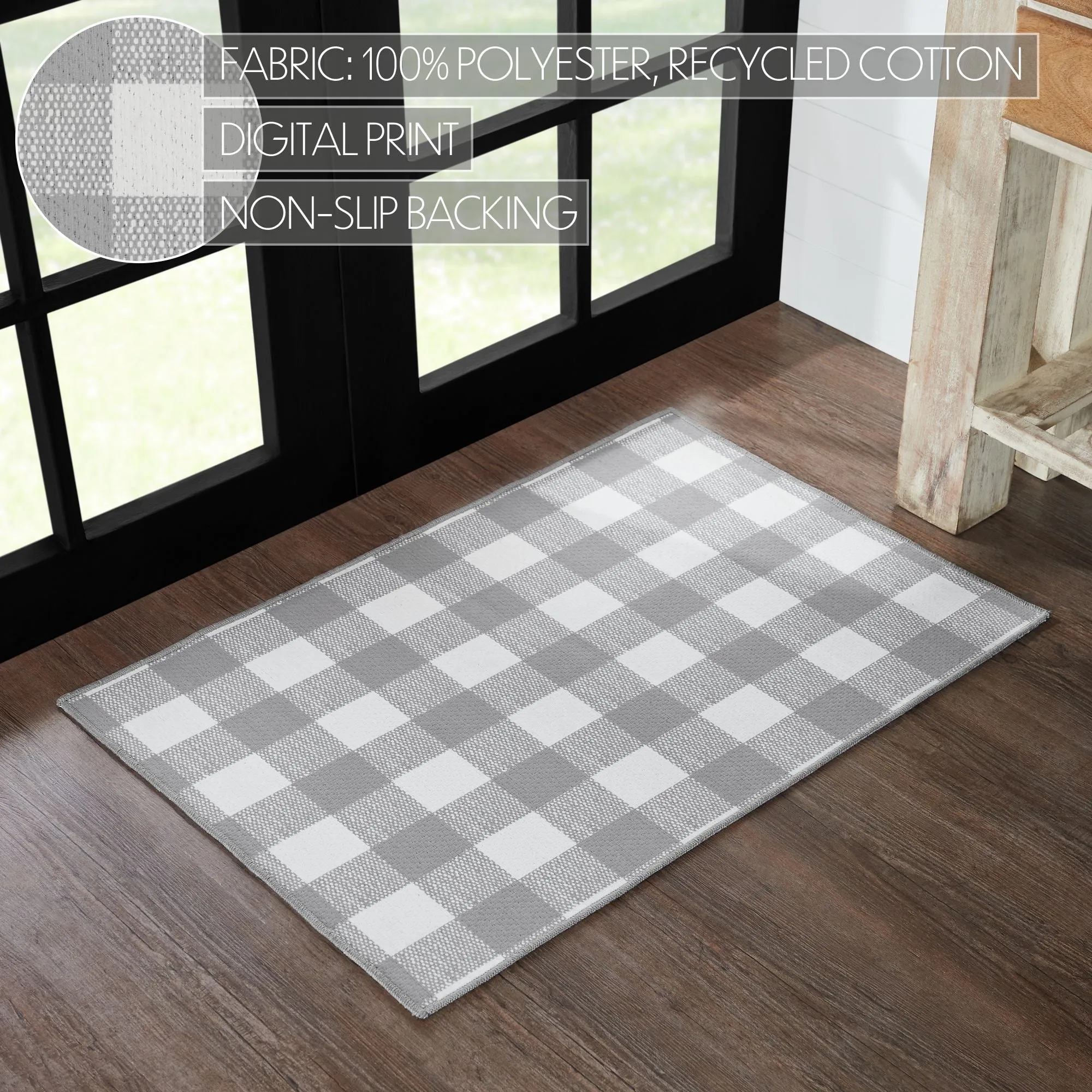 Annie Buffalo Check Grey Polyester Rug Rect 24x36