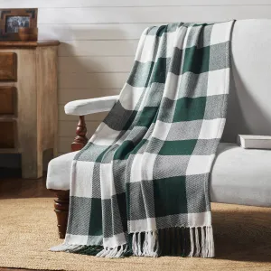 Annie Buffalo Check Hunter Green Woven Throw 50x6