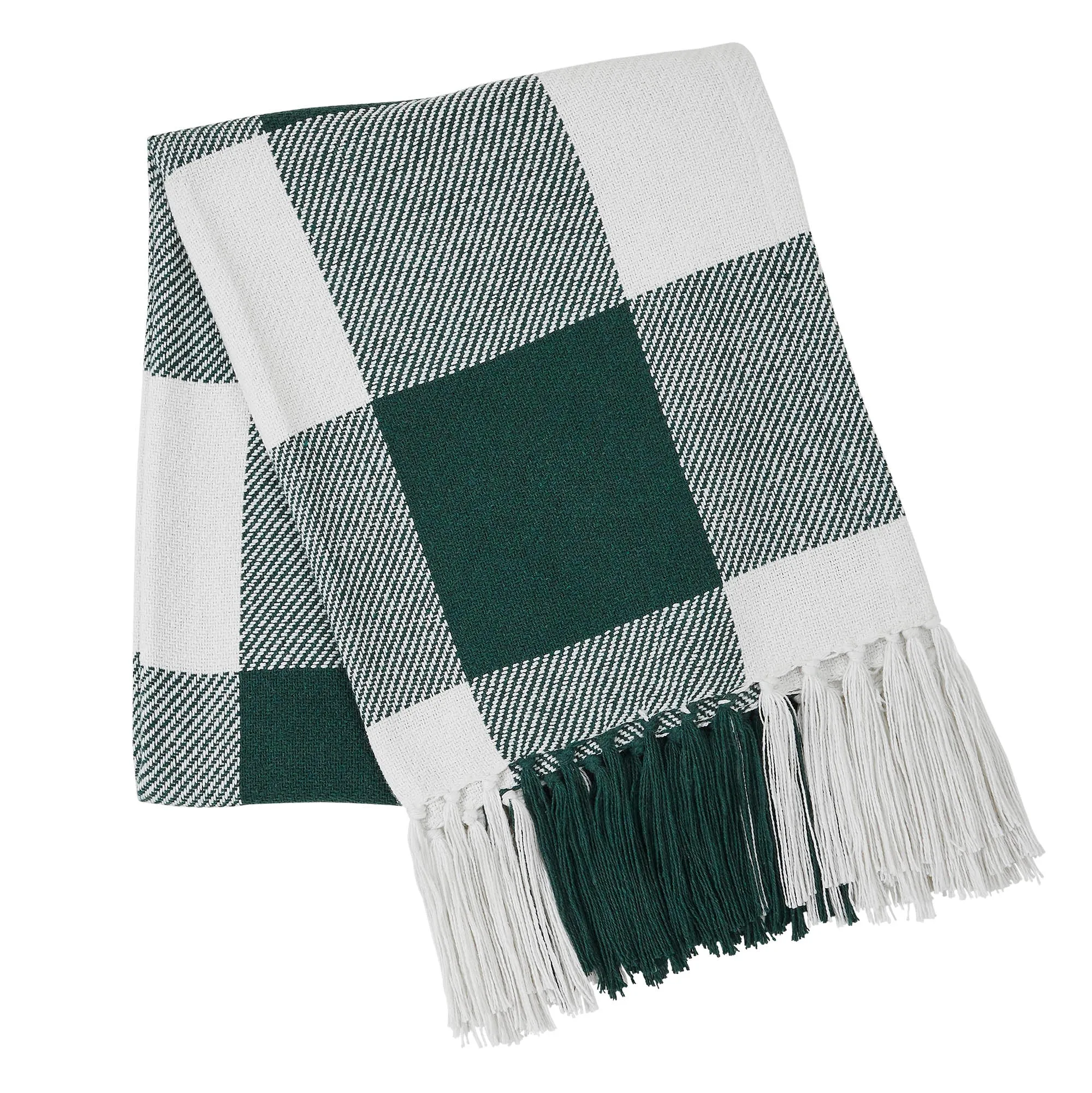 Annie Buffalo Check Hunter Green Woven Throw 50x6