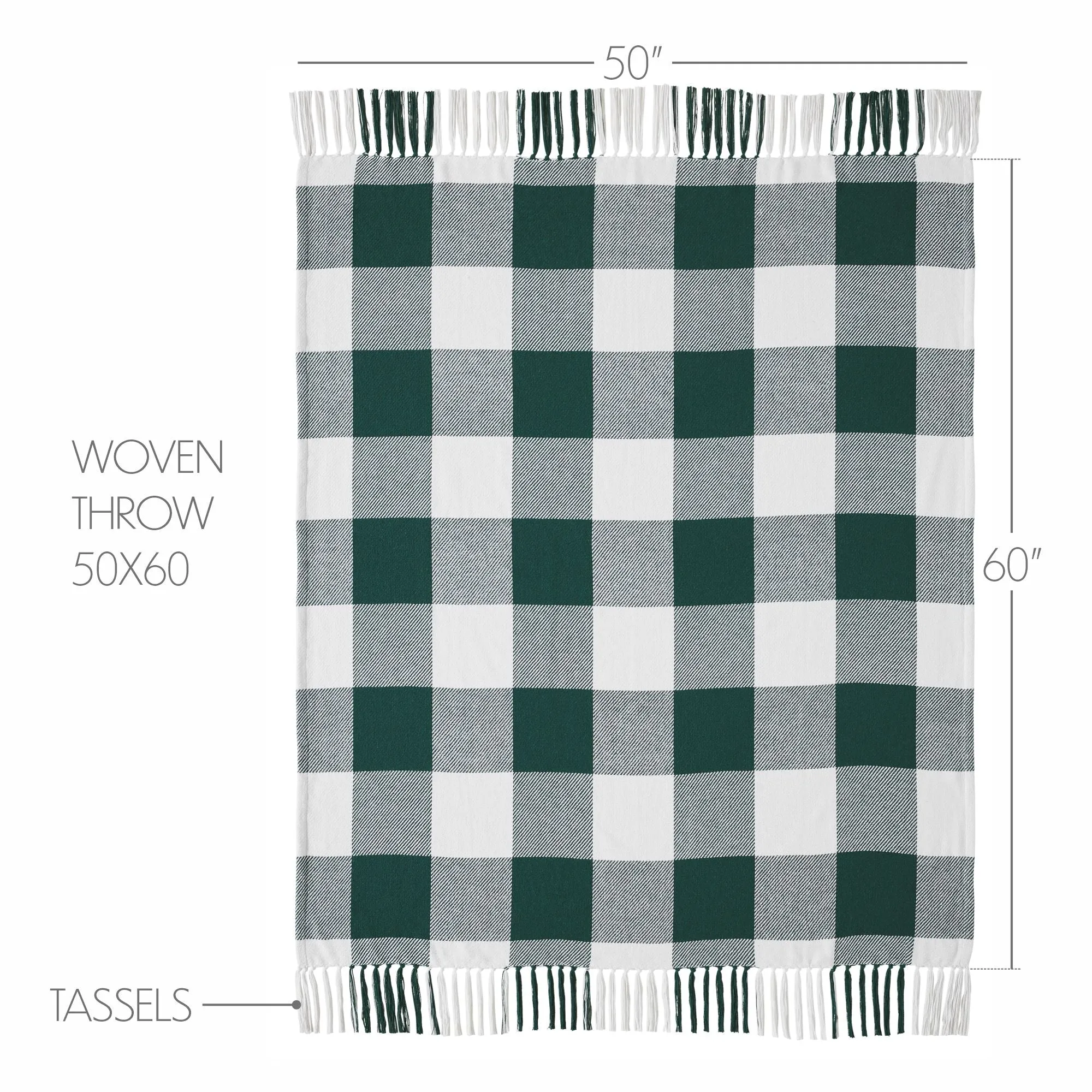 Annie Buffalo Check Hunter Green Woven Throw 50x6