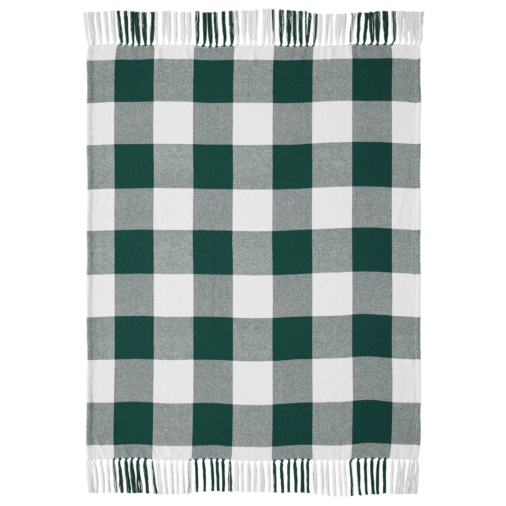 Annie Buffalo Check Hunter Green Woven Throw 50x6