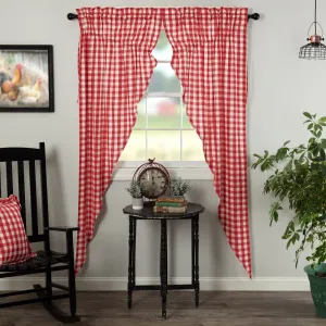 Annie Buffalo Check Red Lined Long Prairie Curtains 84"