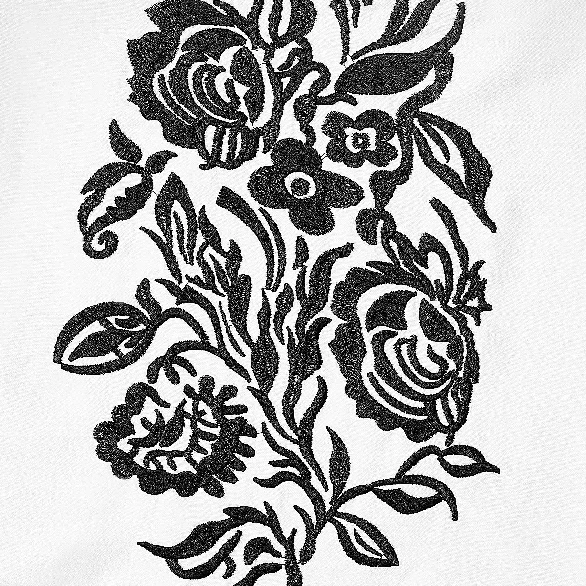 Annie Embroidered Roses Swing Dress in Black-White