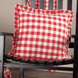 Annie Red Buffalo Check Fabric Pillow 18" Filled