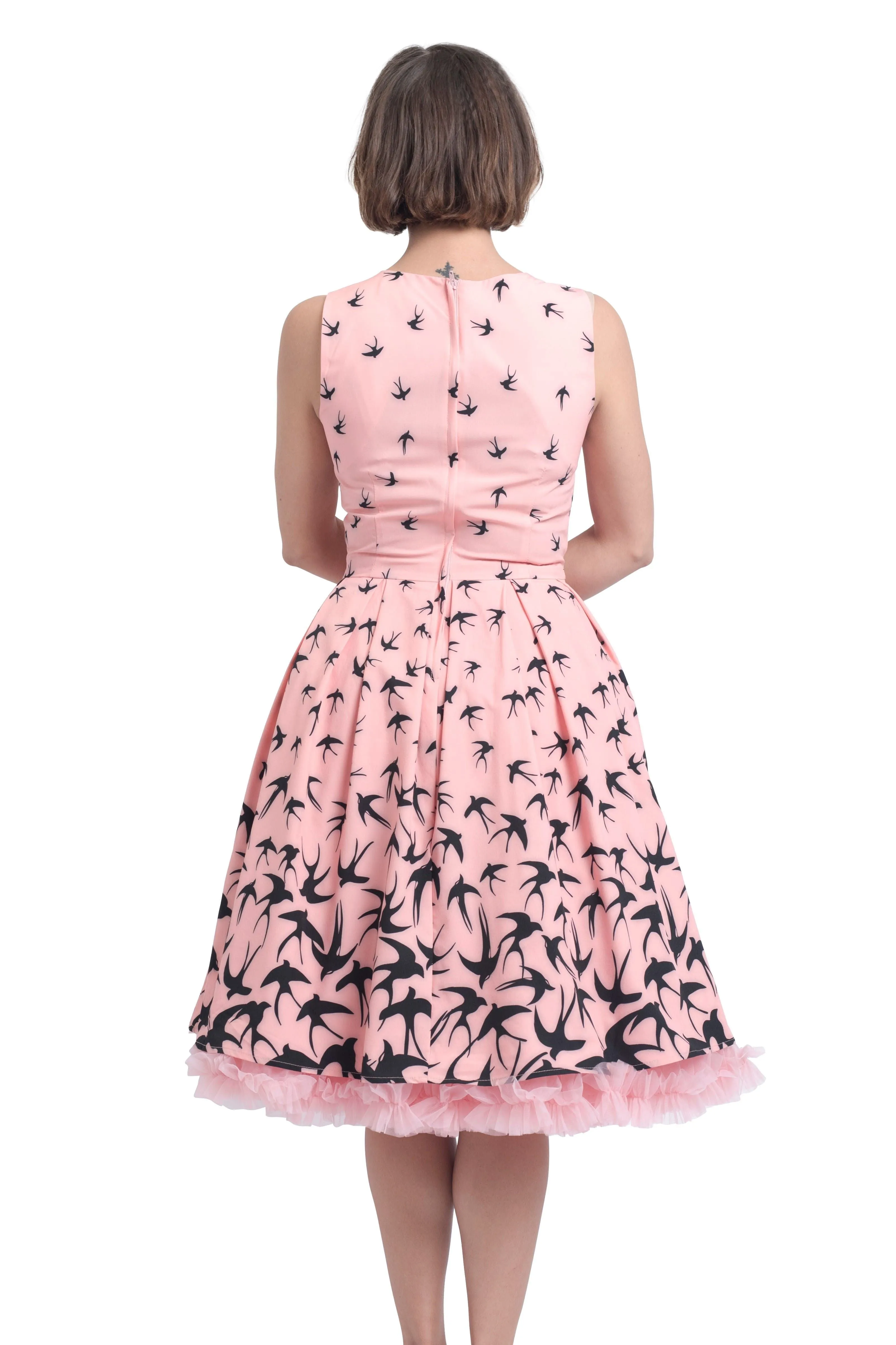 Annie Swing Dress in Pink & Black Raising Swallow Birds