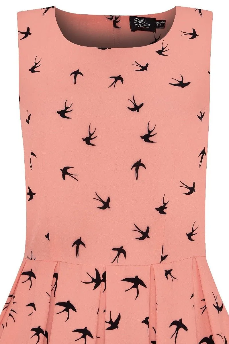 Annie Swing Dress in Pink & Black Raising Swallow Birds