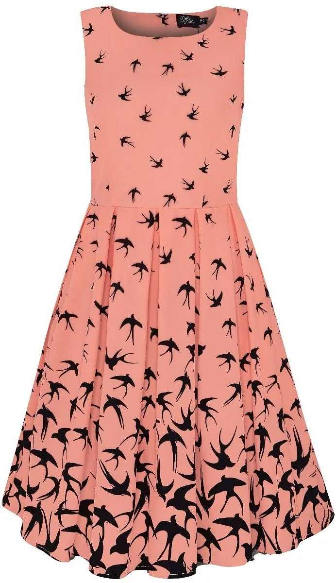 Annie Swing Dress in Pink & Black Raising Swallow Birds