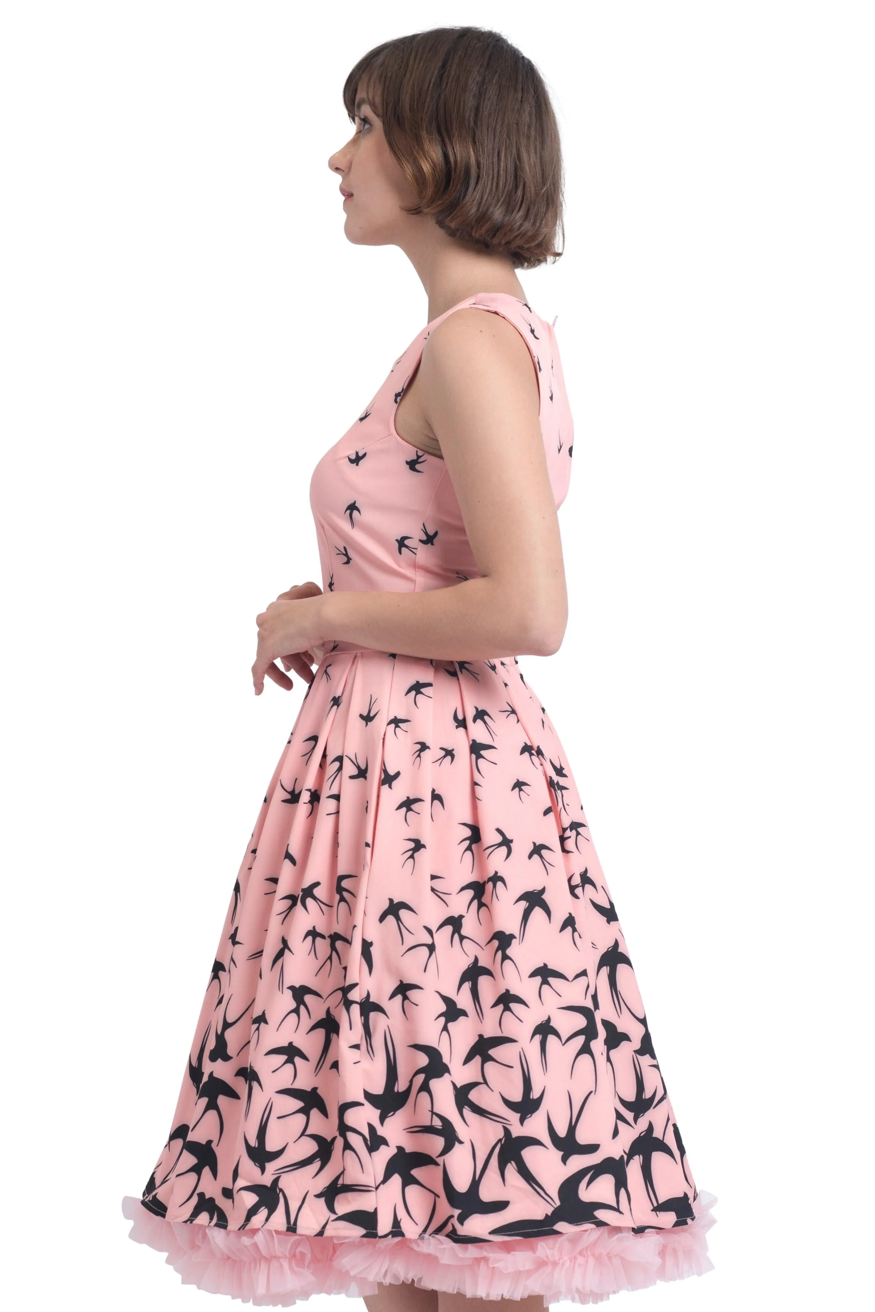 Annie Swing Dress in Pink & Black Raising Swallow Birds