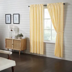 Annie Yellow Buffalo Check Lined Panel Curtains 84"