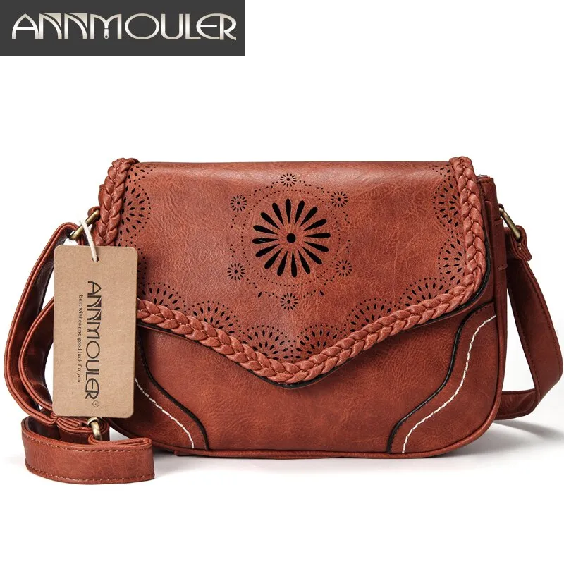 Annmouler Brand Vintage Women's Shoulder Bag PU Leather Ladies Retro Satchel/Handbag